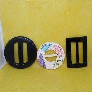 3 Piece LOT Plastic Belt Buckles Craft Sewing Supplies
